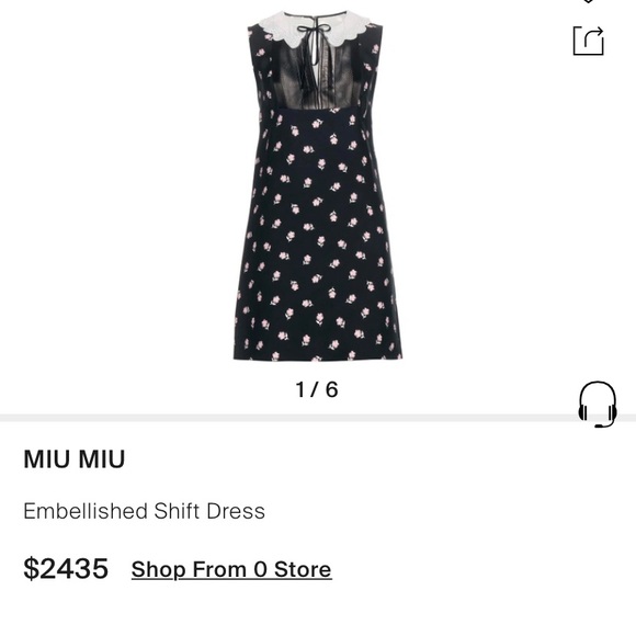 MIU MIU EMBELLISHED LEATHER DETAILED COLLAR MINI DRESS - Picture 5 of 7